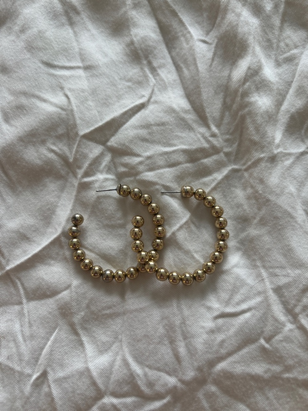 Classic Gold Beaded Hoop Earrings - Women Jewelry
